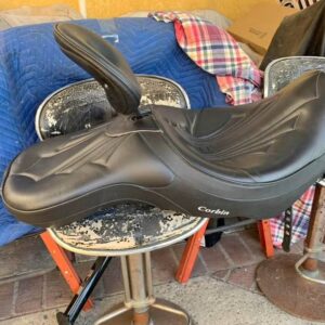 Corbin all-leather seat with rider back support for Honda Shadow Aero 750 motorcycle