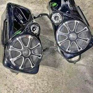1997-2013 Harley-Davidson complete saddlebag set with Rockford Fosgate speakers and Speed By Design lids