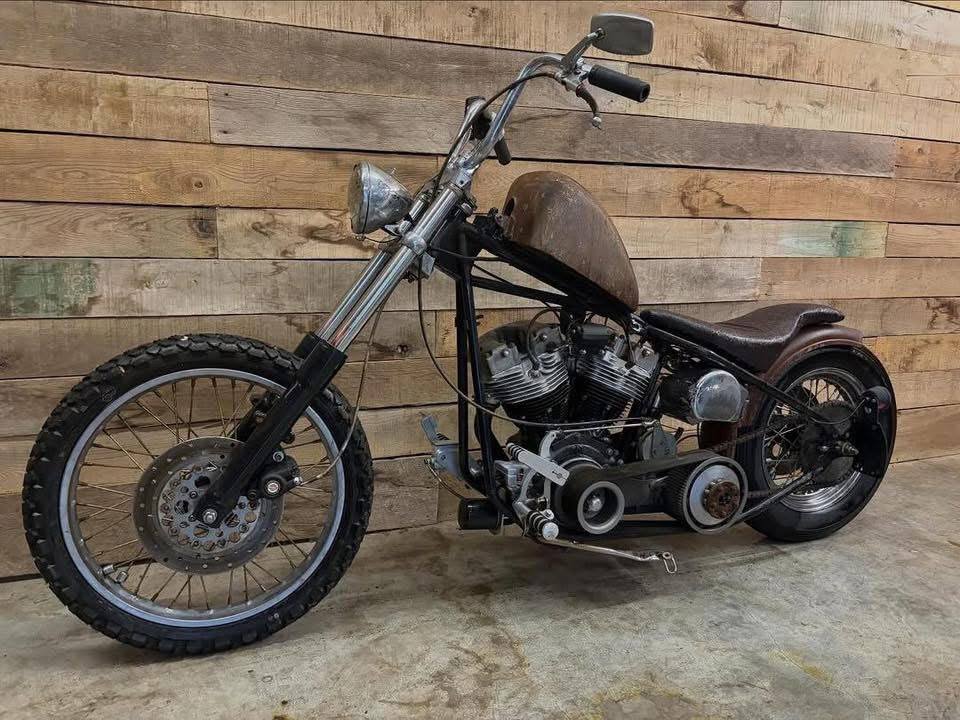 Custom Harley-Davidson touring motorcycle on the open road