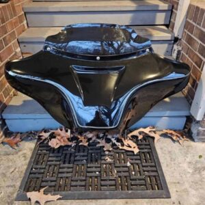 Harley-Davidson Road King fairing in Vivid Black removed from a 2016 Road King