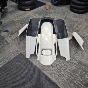Bad Dad Competition Series back half kit in Moroccan Gold with saddlebags and rear fender for Harley-Davidson Touring motorcycle