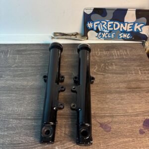 39mm dual disc Harley-Davidson fork legs with gloss powder-coated finish and 3/4 inch axle