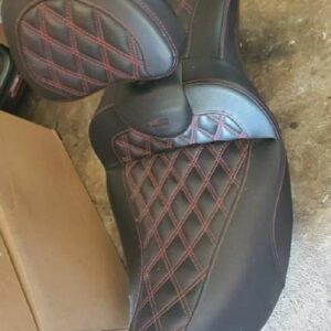 Saddlemen seat with matching backrest for Harley-Davidson touring motorcycle