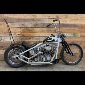 Custom 1949 Harley-Davidson FL Panhead chopper featuring fresh 3,500-mile build, OEM parts, narrow triple trees, shaved lowers, and clean title.